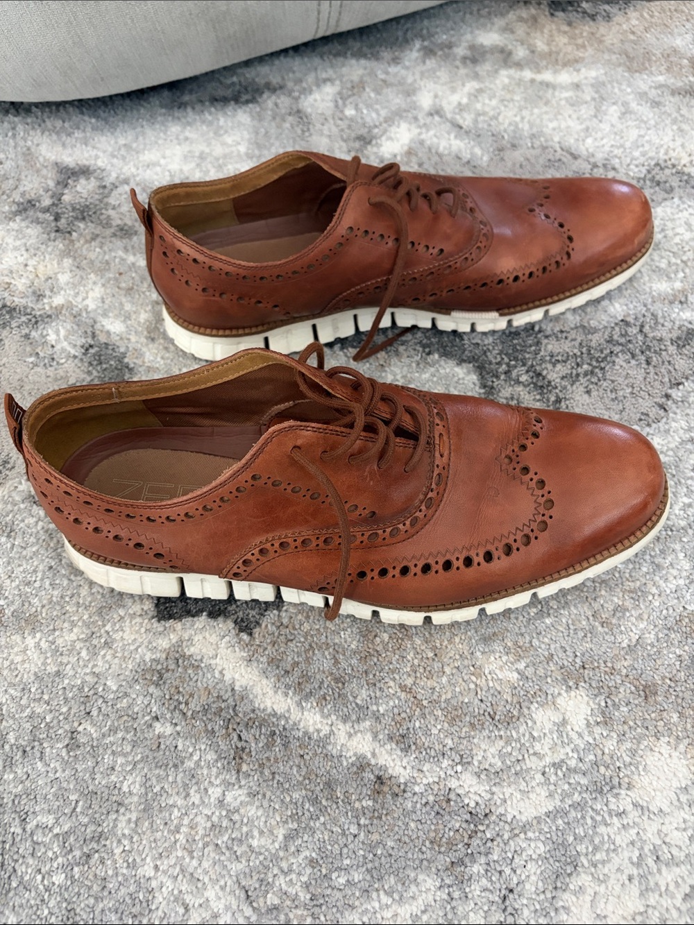 Cole Haan Tan/Brown zero grand Wingtip Oxford with White Sole